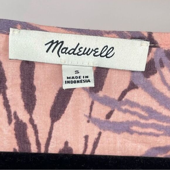 Madewell Womens Small Pink Oasis Palms Floral Tiered Button Dress Cotton Lyocell - Picture 7 of 12